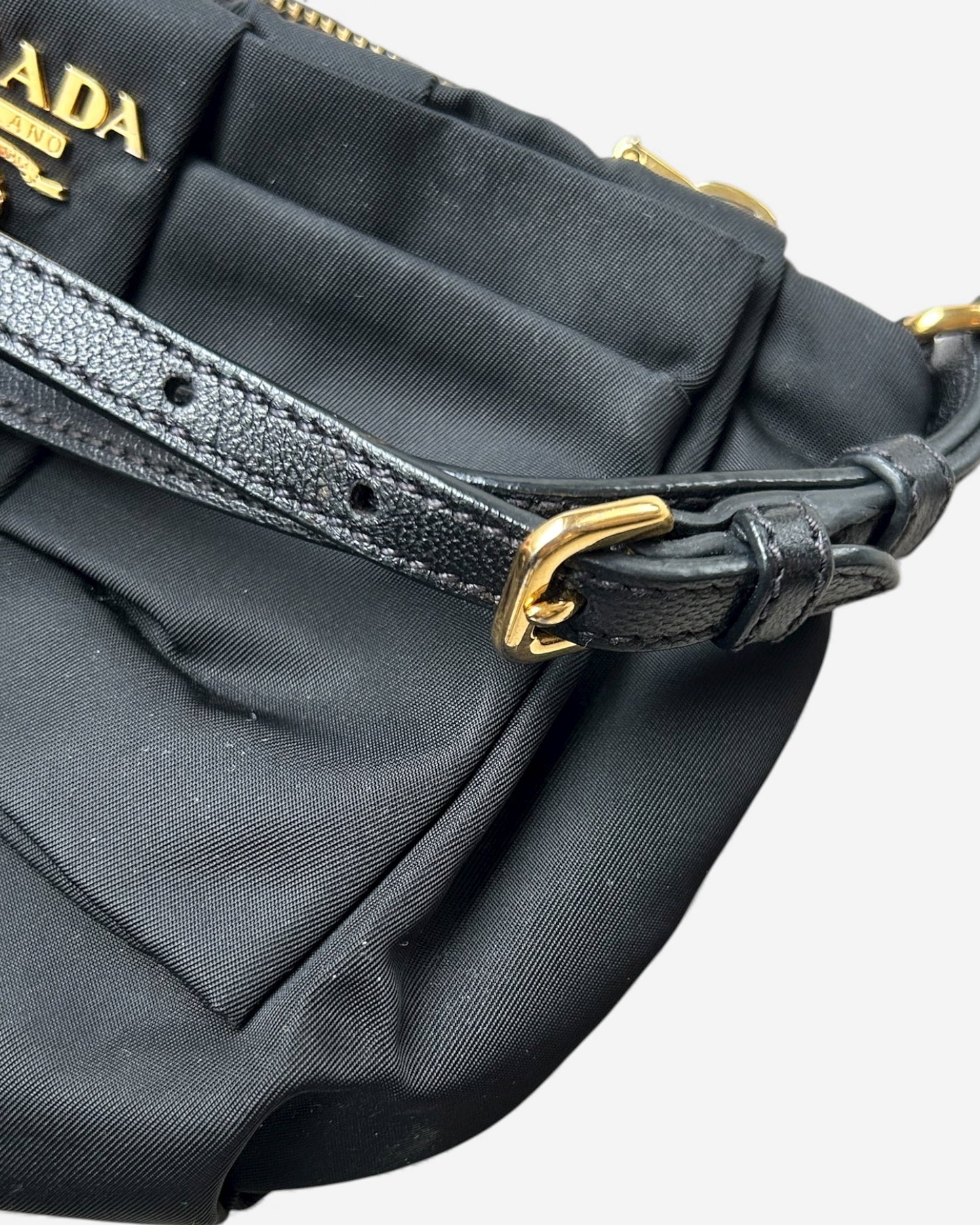 Prada Black Nylon and Leather Pouch