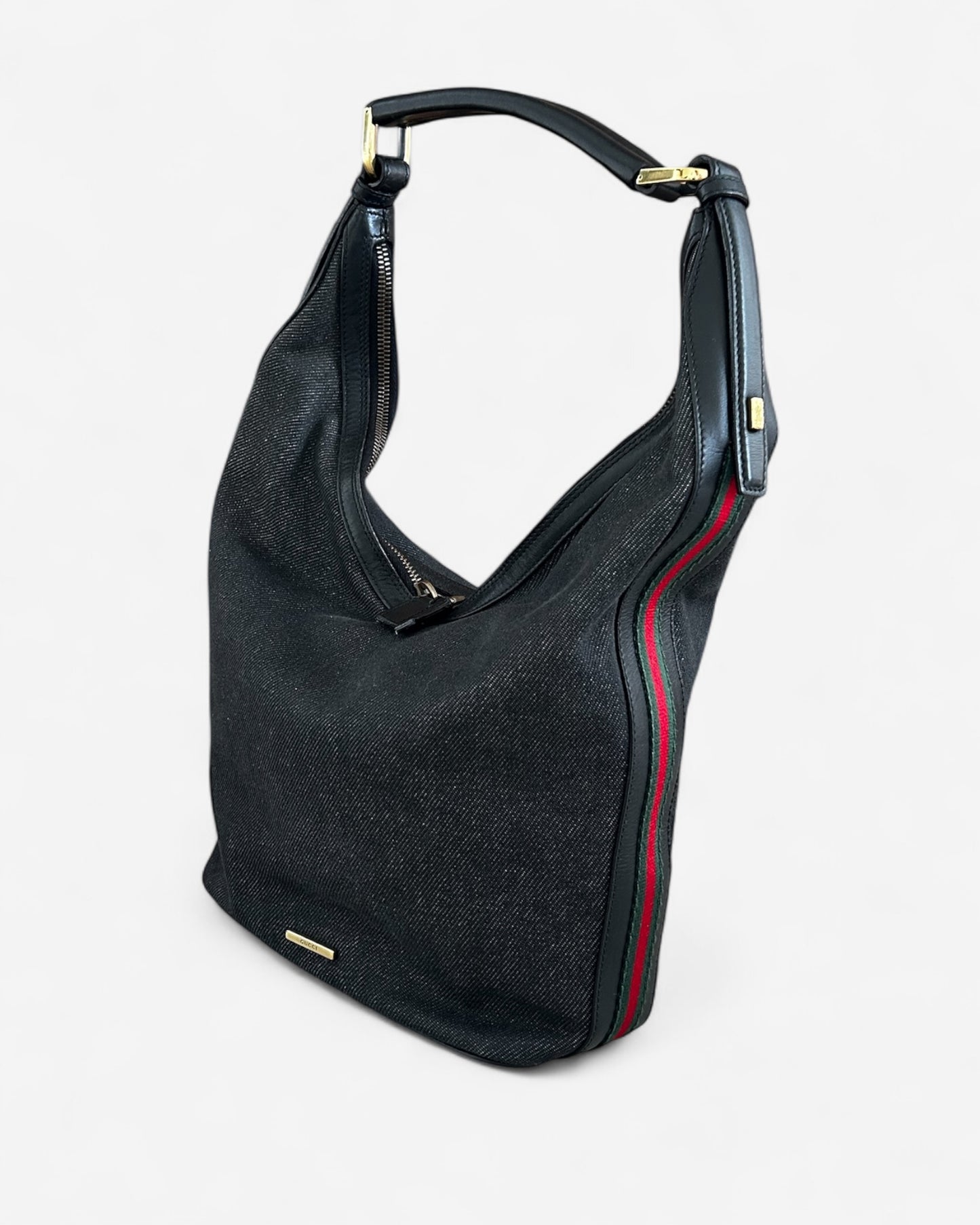 pre-loved gucci shoulder bag with green and red stripe