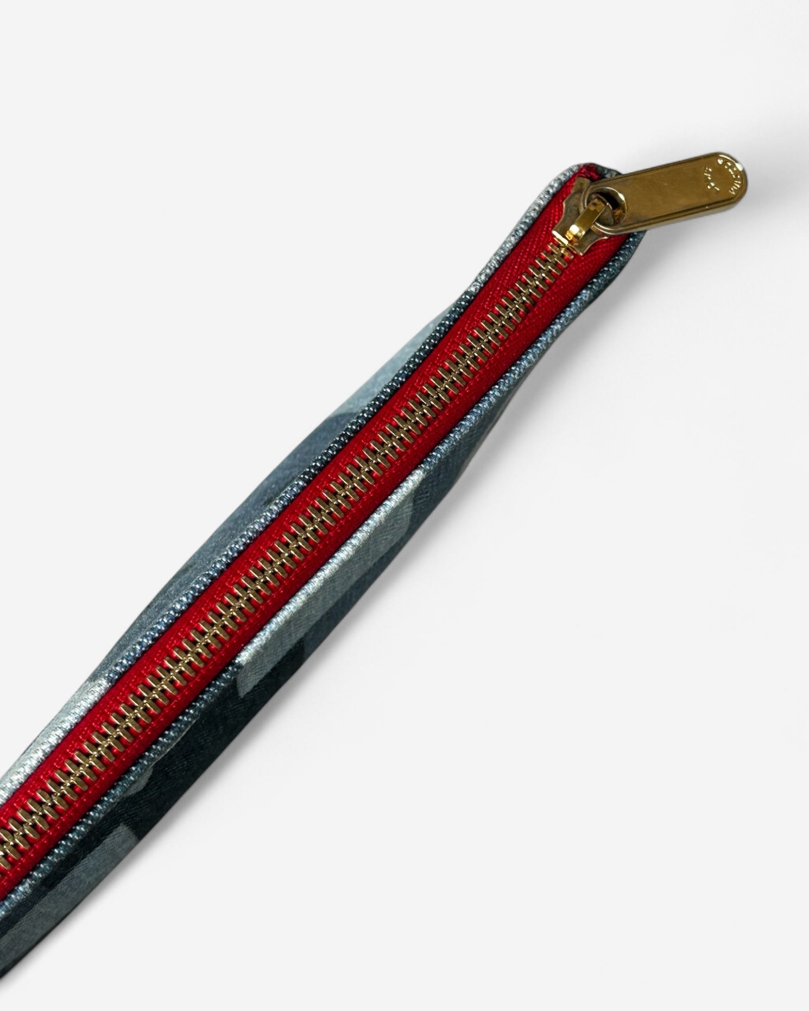 top view of lv city pouch showing zip closure and slim profile