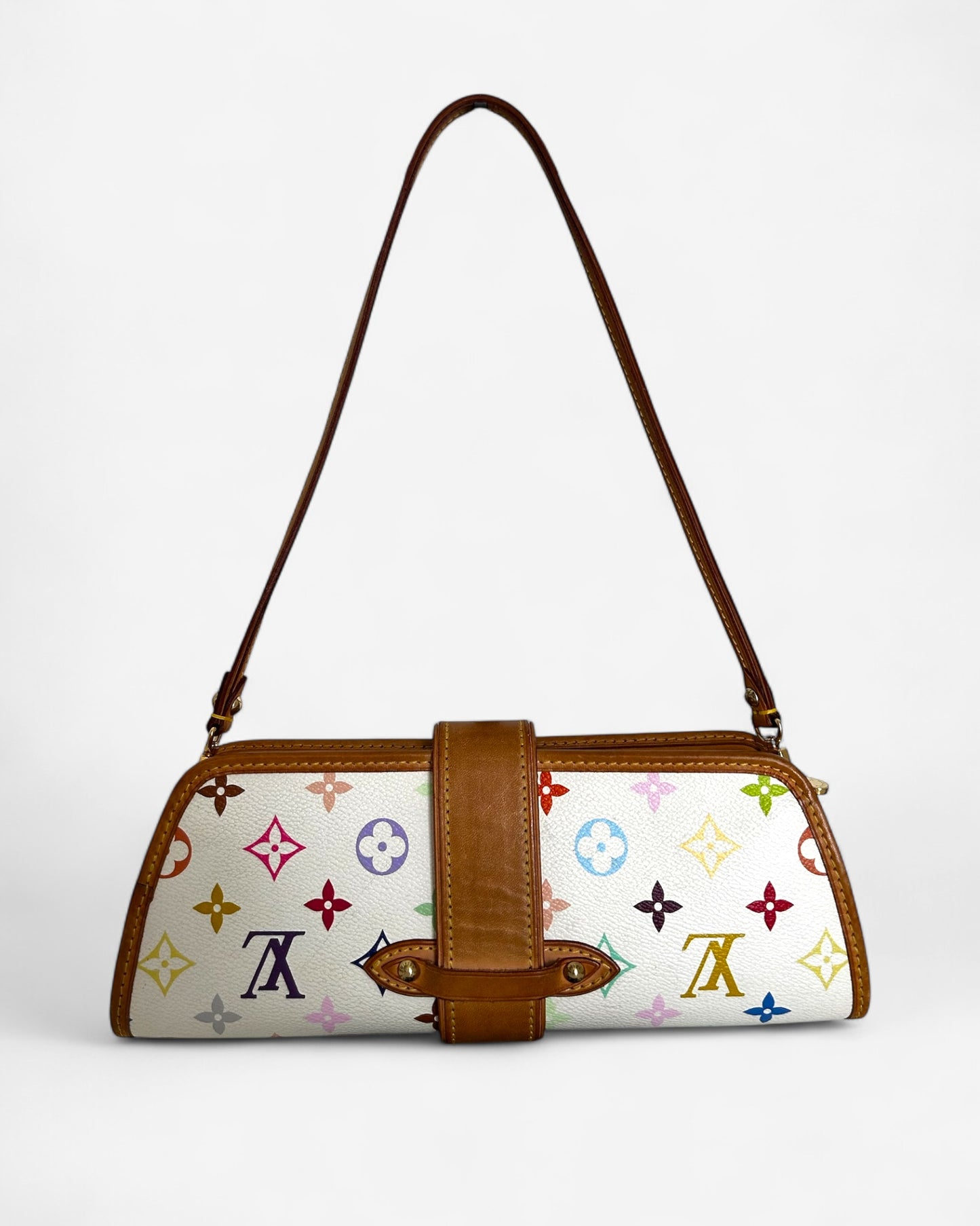 Louis Vuitton x Takashi Murakami Shirley handbag in white Multicolore canvas – back view