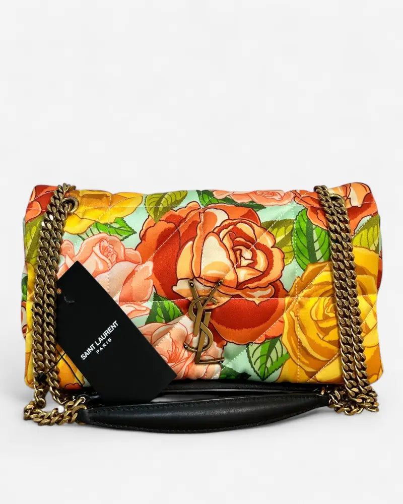 Chain-link strap of Saint Laurent Jamie Medium floral satin shoulder bag – pre-owned designer handbag