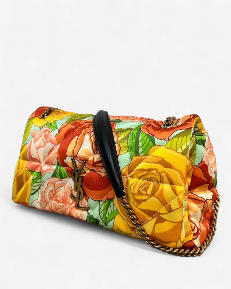 Pre-loved Saint Laurent Jamie Medium floral satin shoulder bag – second side angle