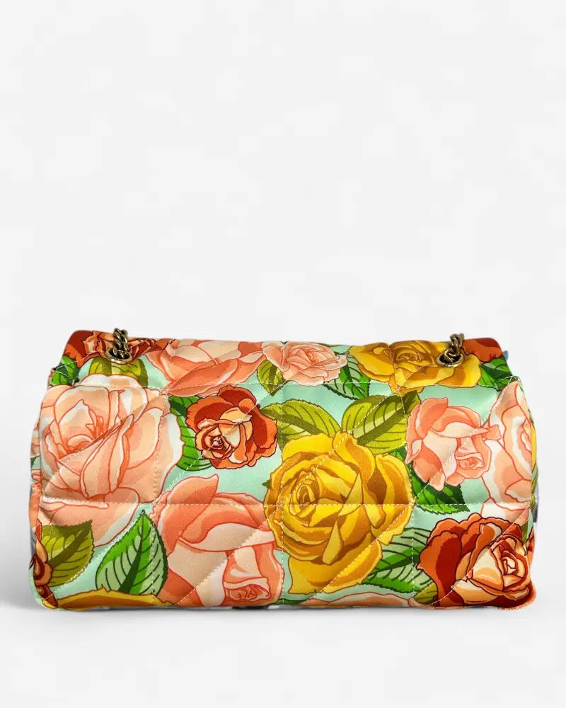 Saint Laurent Jamie Medium shoulder bag in floral satin – back view of pre-owned designer bag