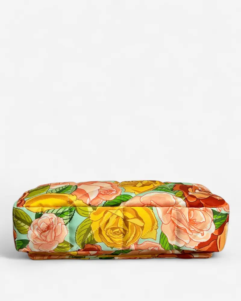 Base of Saint Laurent Jamie Medium bag in floral satin – pre-owned designer handbag with structured bottom