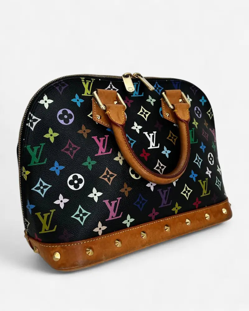 Side view of Louis Vuitton x Murakami Alma PM Monogram Multicolore 2004 pre-owned handbag